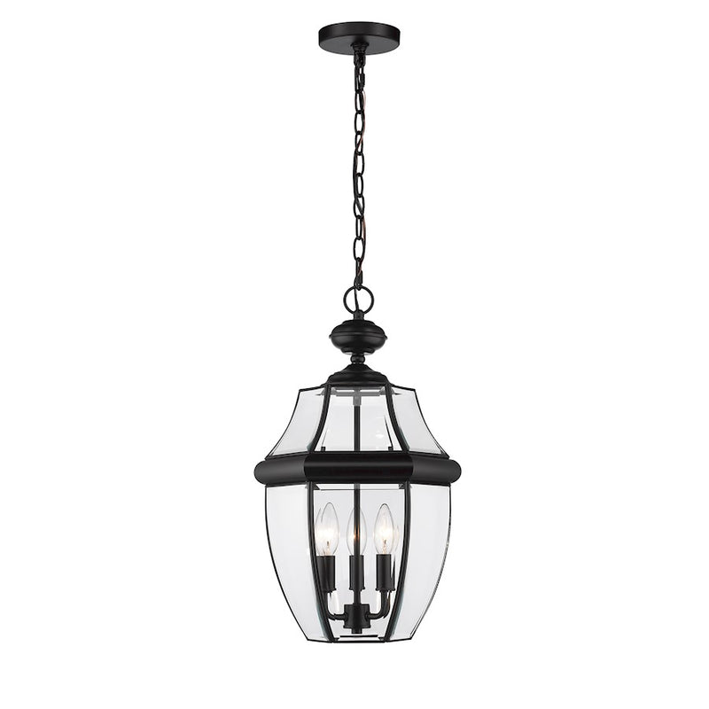 Z-Lite Westover 3 Light Outdoor Chain Mount Ceiling, Black/Beveled