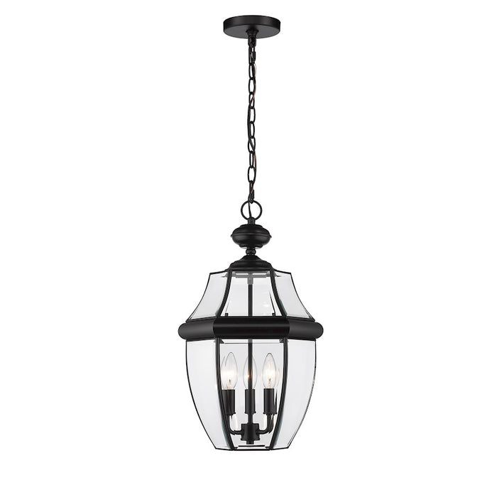 Z-Lite Westover 3 Light Outdoor Chain Mount Ceiling, Black/Beveled