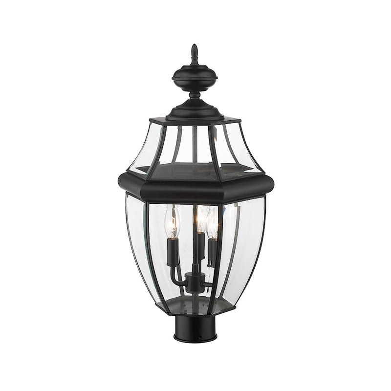 Z-Lite Westover 3 Light 20" Outdoor Post Mount, Black/Beveled