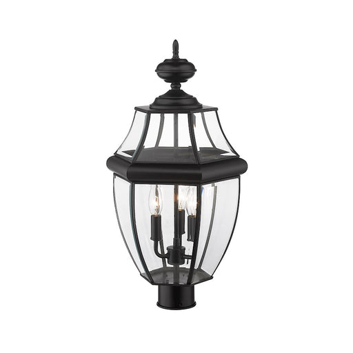 Z-Lite Westover 3 Light 20" Outdoor Post Mount, Black/Beveled