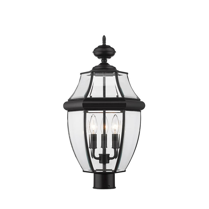 Z-Lite Westover 3 Light 20" Outdoor Post Mount, Black/Beveled