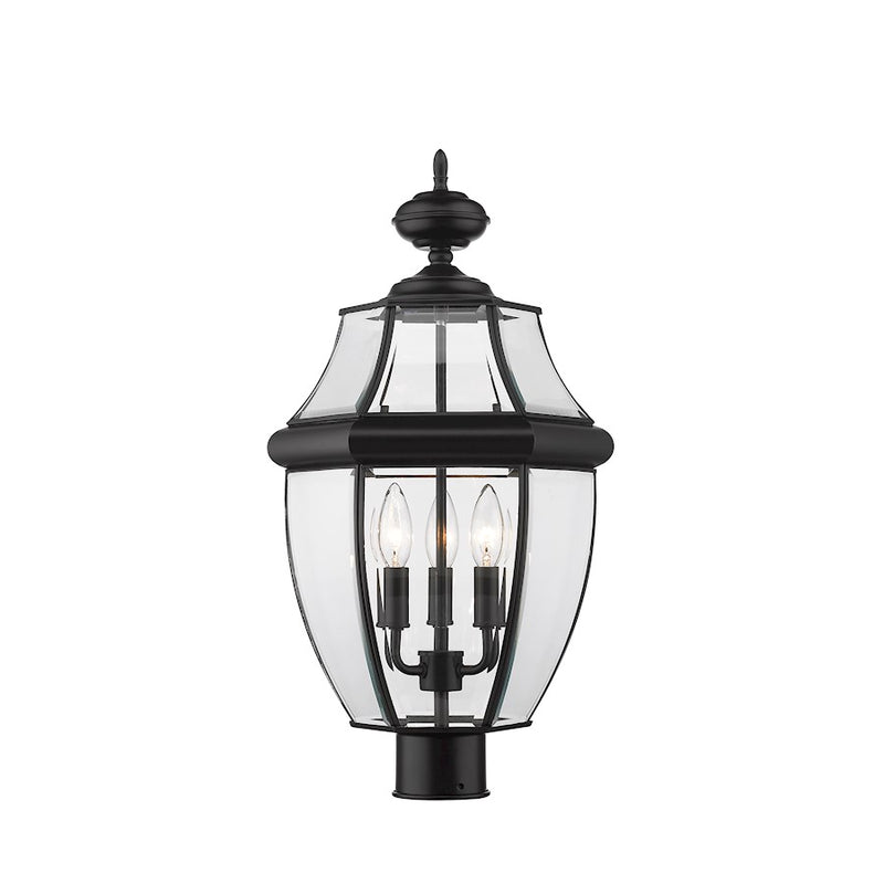 Z-Lite Westover 3 Light 20" Outdoor Post Mount, Black/Beveled