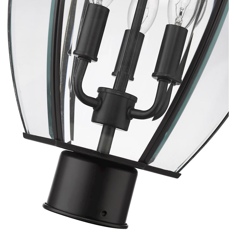 Z-Lite Westover 3 Light 20" Outdoor Post Mount, Black/Beveled