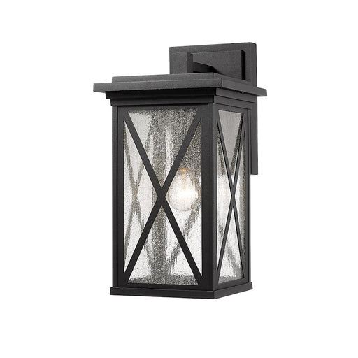 Z-Lite Brookside 1 Light Outdoor Wall Sconce, Black, Clear Seedy - 583B-BK