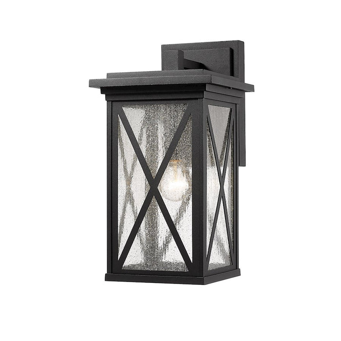 Z-Lite Brookside 1 Light Outdoor Wall Sconce, Black, Clear Seedy - 583B-BK