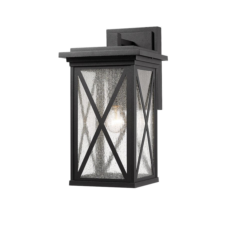 Z-Lite Brookside 1 Light Outdoor Wall Sconce, Black, Clear Seedy - 583B-BK