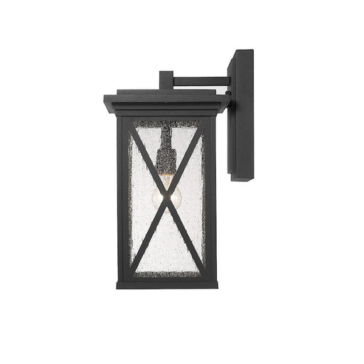 Z-Lite Brookside 1 Light Outdoor Wall Sconce, Black/Clear Seedy