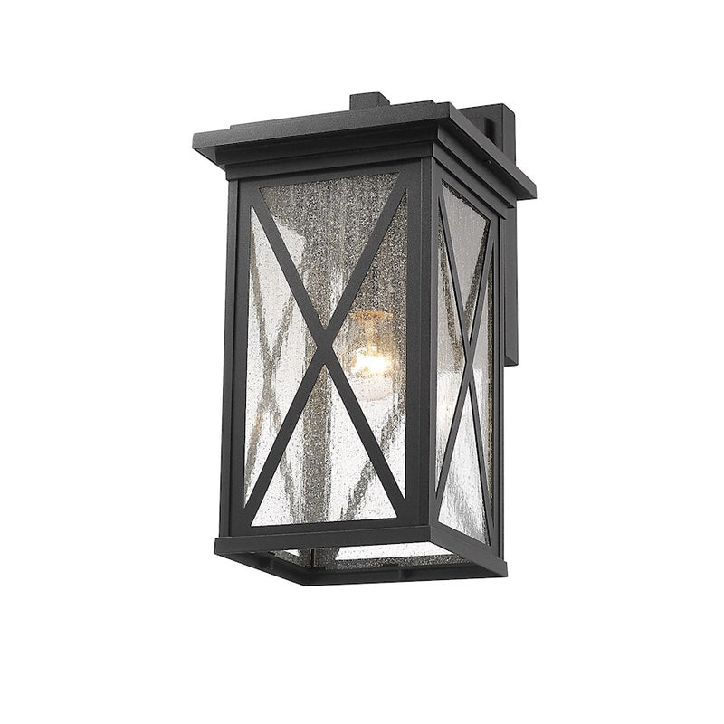 Z-Lite Brookside 1 Light Outdoor Wall Sconce, Black/Clear Seedy