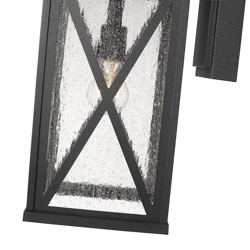 Z-Lite Brookside 1 Light Outdoor Wall Sconce, Black/Clear Seedy