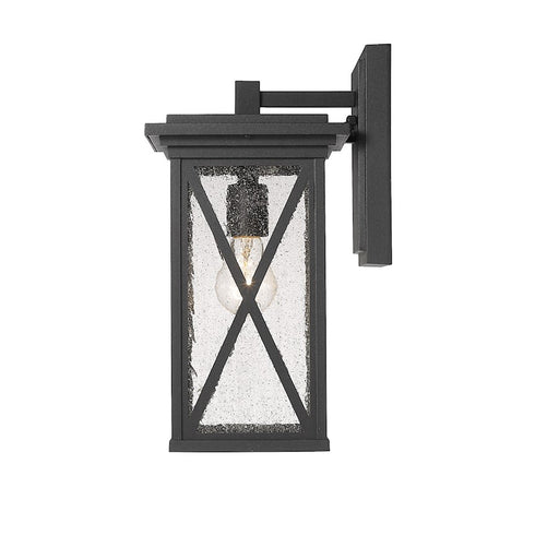 Z-Lite Brookside 1 Light 15" Outdoor Wall Sconce, Black/Clear Seedy
