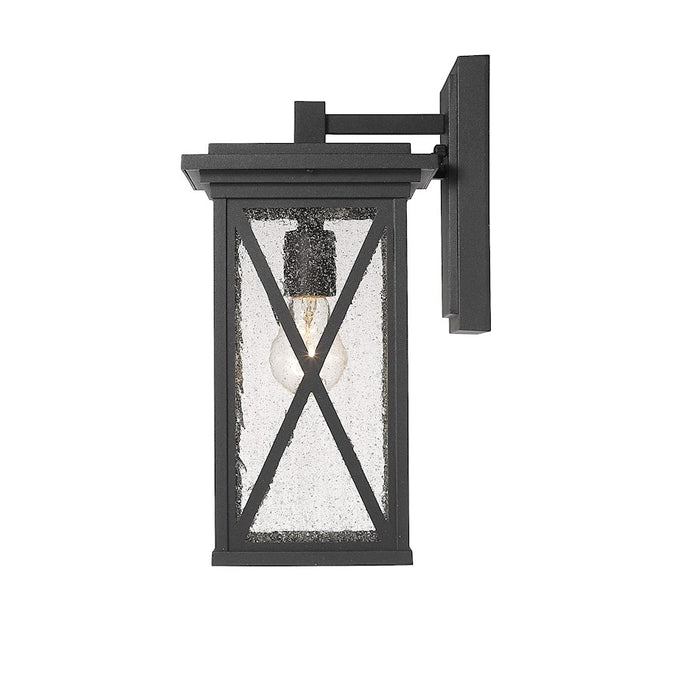 Z-Lite Brookside 1 Light 15" Outdoor Wall Sconce, Black/Clear Seedy