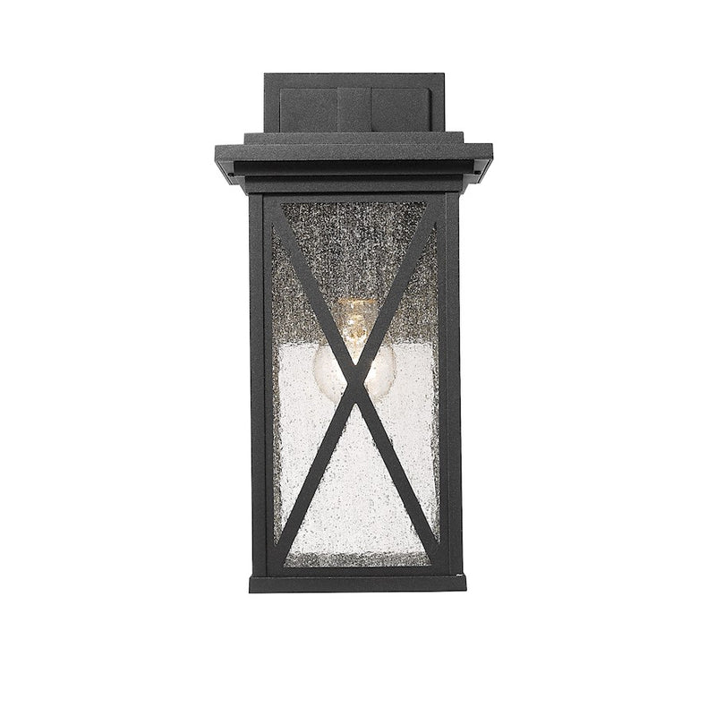 Z-Lite Brookside 1 Light 15" Outdoor Wall Sconce, Black/Clear Seedy