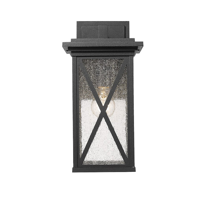 Z-Lite Brookside 1 Light 15" Outdoor Wall Sconce, Black/Clear Seedy