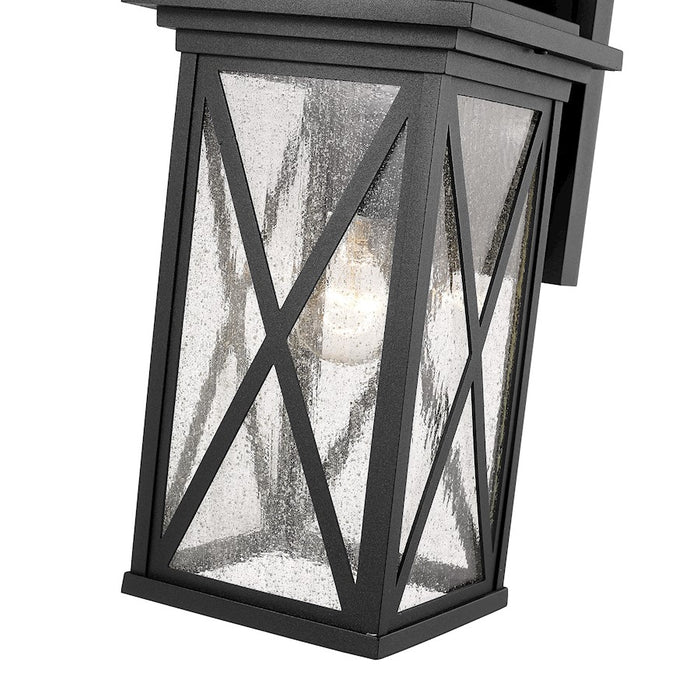 Z-Lite Brookside 1 Light 15" Outdoor Wall Sconce, Black/Clear Seedy