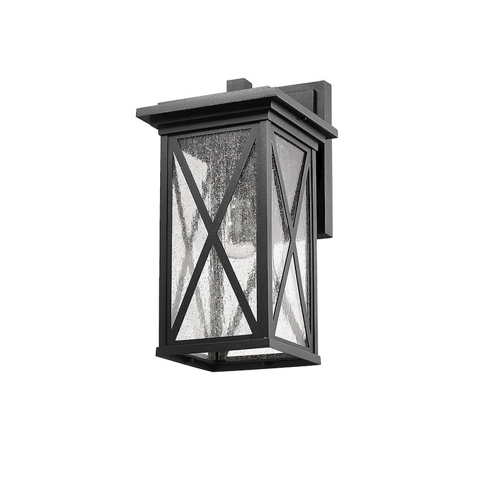 Z-Lite Brookside 1 Light 15" Outdoor Wall Sconce, Black/Clear Seedy