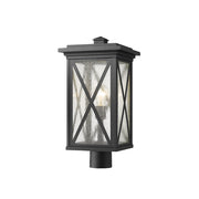 Z-Lite Brookside 1 Light 19" Outdoor Post Mount, Black/Seedy - 583PHBR-BK