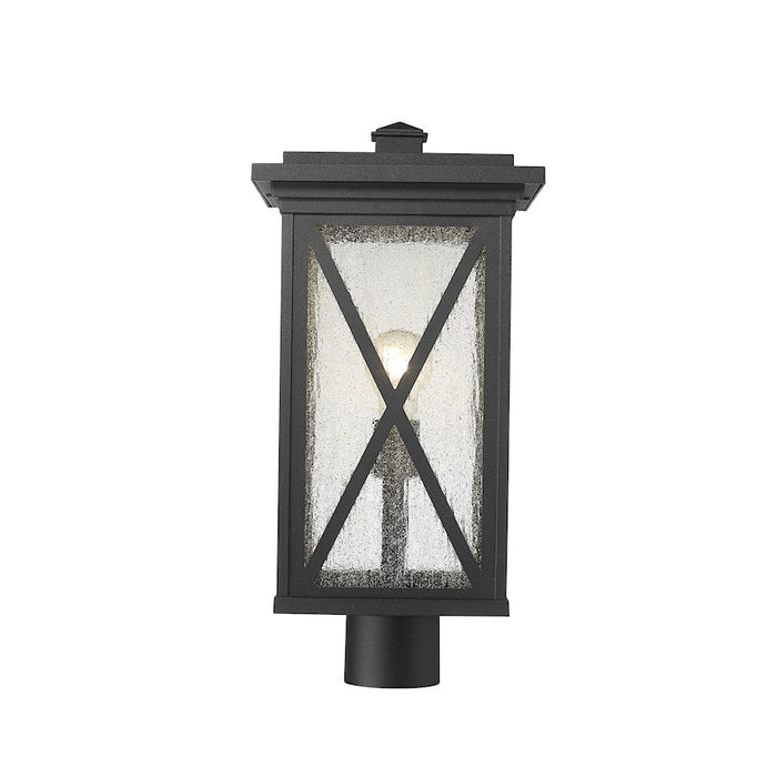 Z-Lite Brookside 1 Light 19" Outdoor Post Mount, Black/Seedy