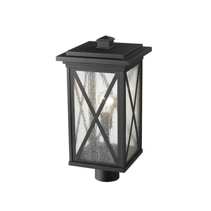 Z-Lite Brookside 1 Light 19" Outdoor Post Mount, Black/Seedy