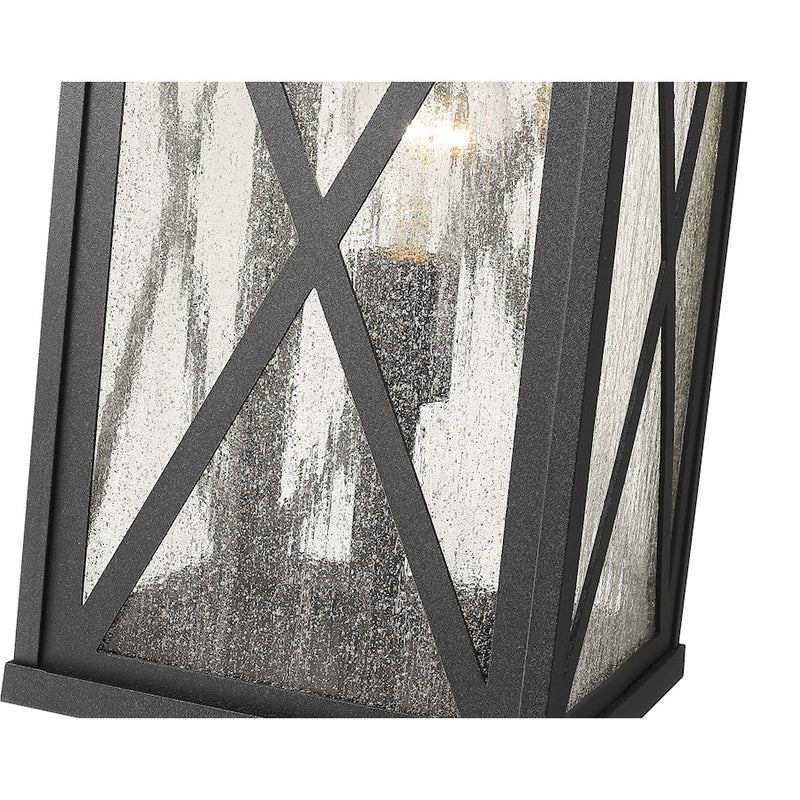Z-Lite Brookside 1 Light 19" Outdoor Post Mount, Black/Seedy