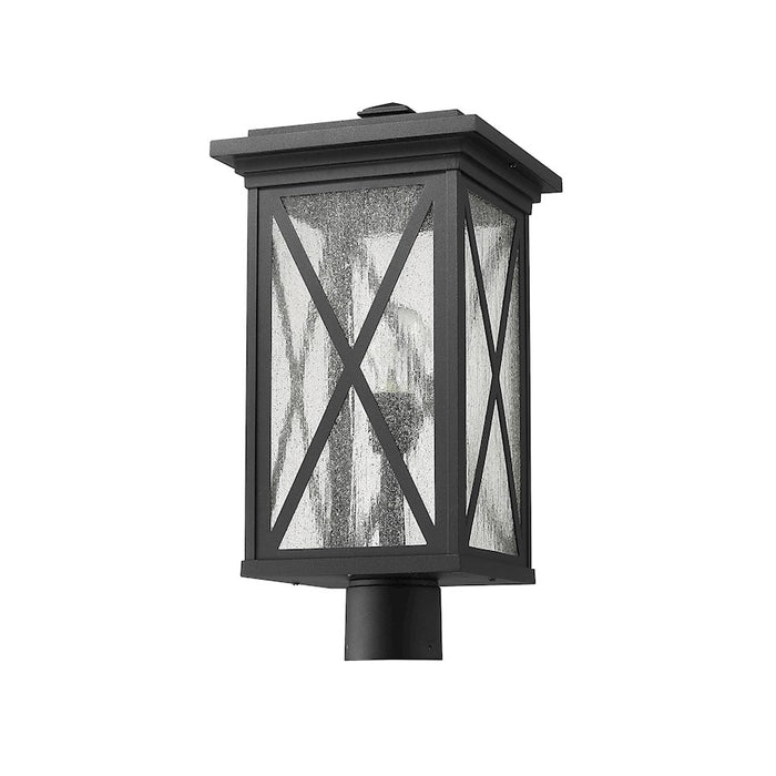 Z-Lite Brookside 1 Light 19" Outdoor Post Mount, Black/Seedy