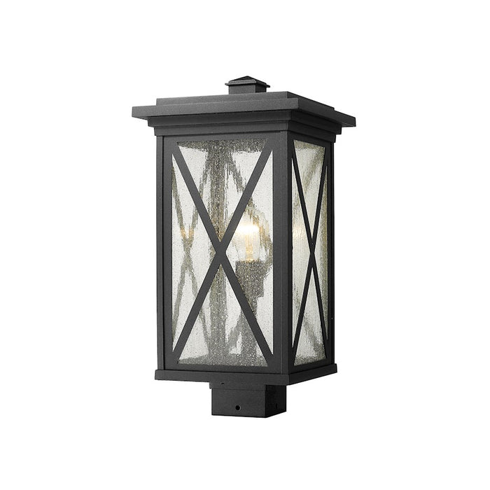 Z-Lite Brookside 1 Light Outdoor Post Mount Fixture, Black/Seedy - 583PHBS-BK