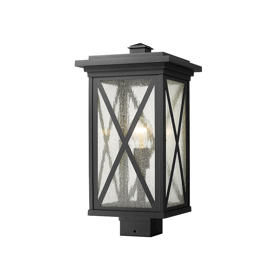 Z-Lite Brookside 1 Light Outdoor Post Mount Fixture, Black/Seedy - 583PHBS-BK