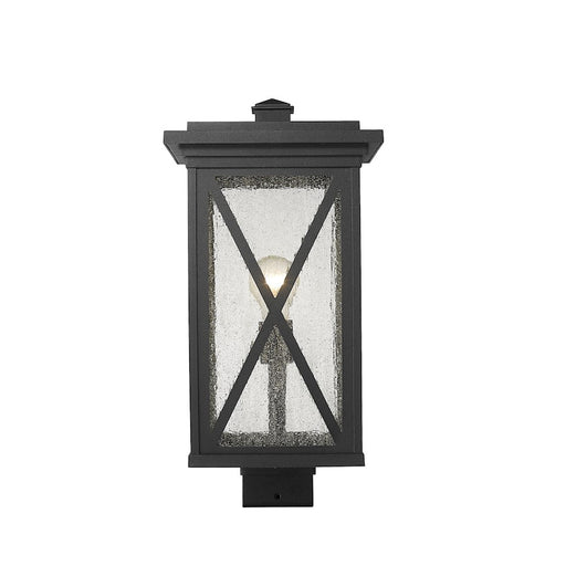 Z-Lite Brookside 1 Light Outdoor Post Mount Fixture, Black/Seedy