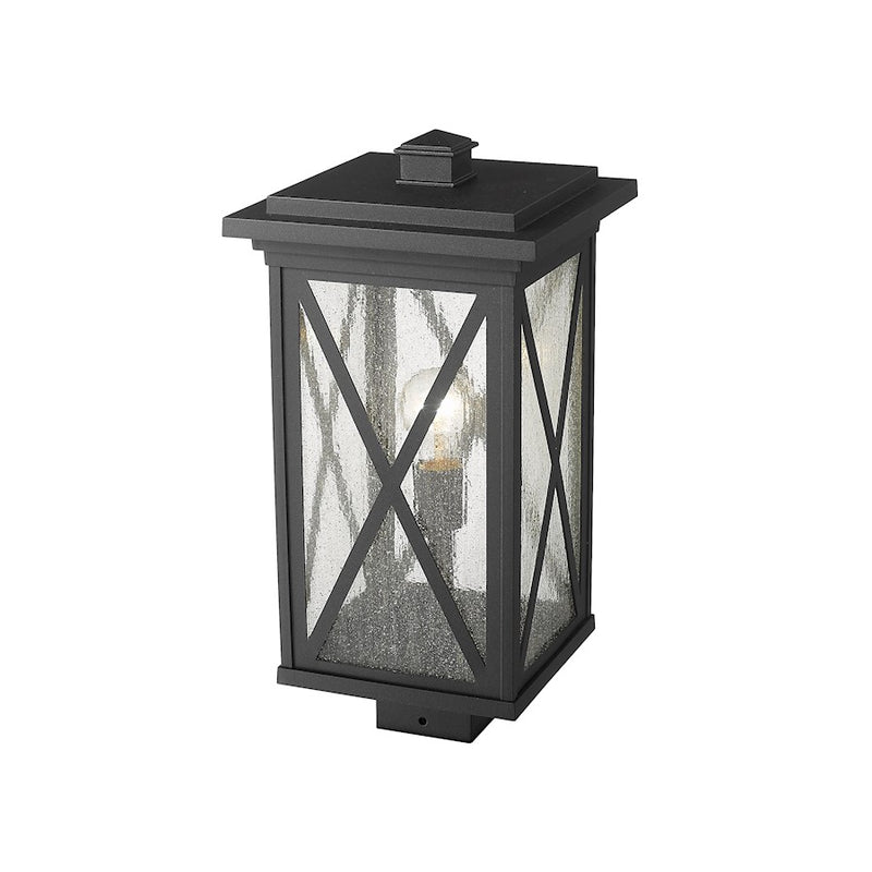 Z-Lite Brookside 1 Light Outdoor Post Mount Fixture, Black/Seedy