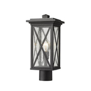 Z-Lite Brookside 1 Light 16" Outdoor Post Mount, Black/Seedy - 583PHMR-BK