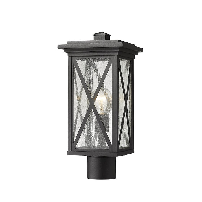 Z-Lite Brookside 1 Light 16" Outdoor Post Mount, Black/Seedy - 583PHMR-BK