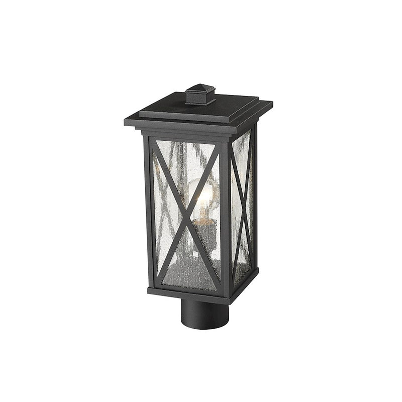 Z-Lite Brookside 1 Light 16" Outdoor Post Mount, Black/Seedy