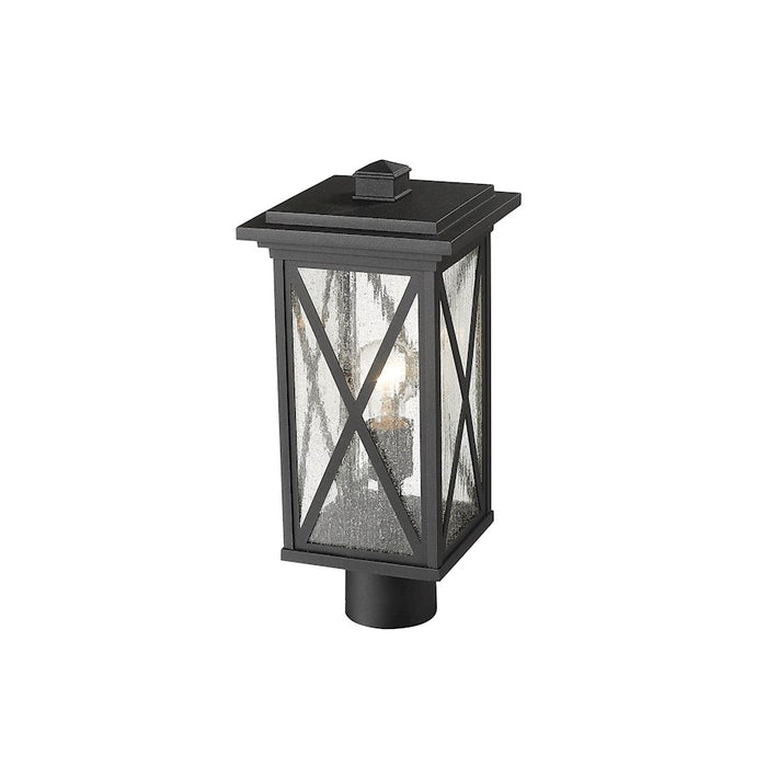 Z-Lite Brookside 1 Light 16" Outdoor Post Mount, Black/Seedy