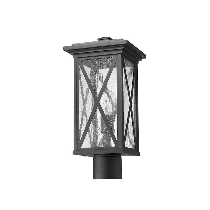 Z-Lite Brookside 1 Light 16" Outdoor Post Mount, Black/Seedy