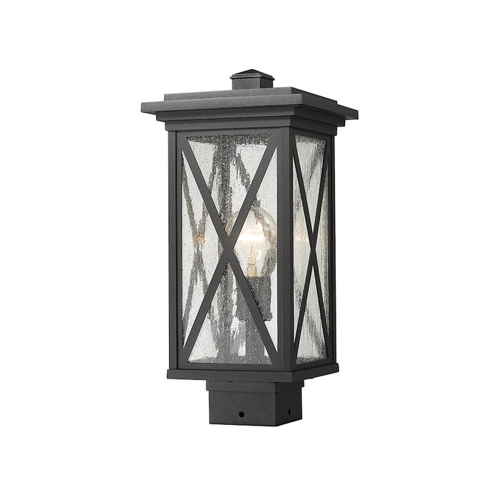 Z-Lite Brookside 1 Light 15" Outdoor Post Mount, Black/Seedy - 583PHMS-BK