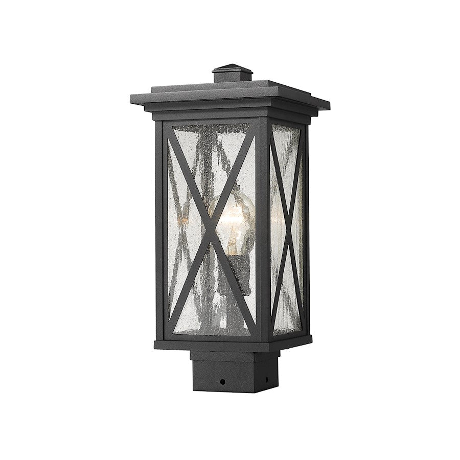 Z-Lite Brookside 1 Light 15" Outdoor Post Mount, Black/Seedy - 583PHMS-BK