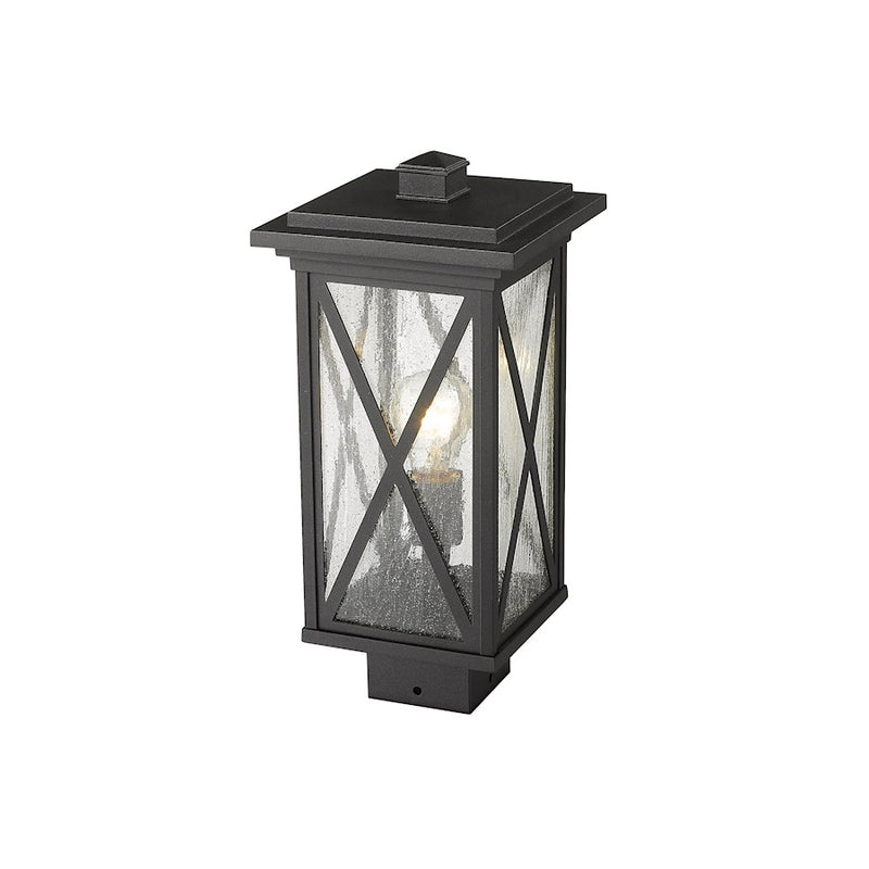 Z-Lite Brookside 1 Light 15" Outdoor Post Mount, Black/Seedy