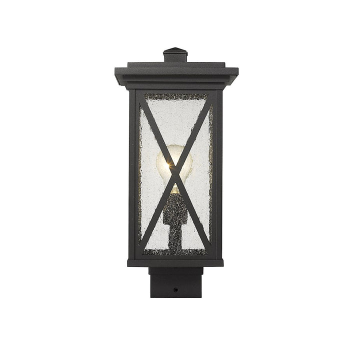 Z-Lite Brookside 1 Light 15" Outdoor Post Mount, Black/Seedy