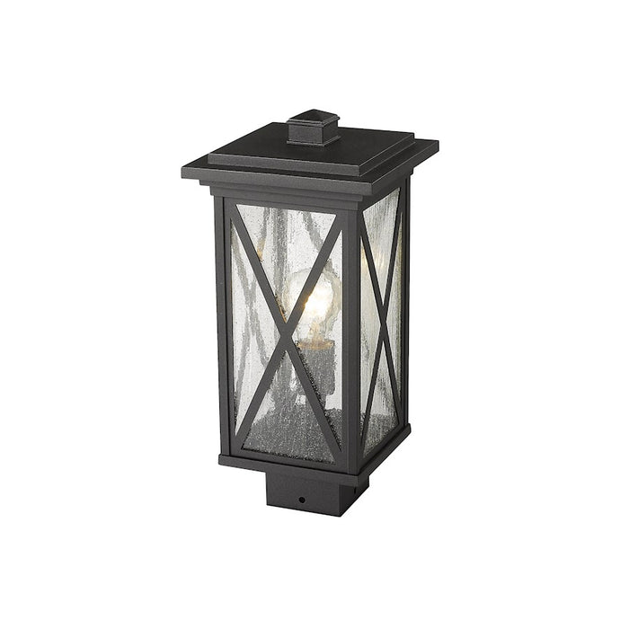 Z-Lite Brookside 1 Light 15" Outdoor Post Mount, Black/Seedy
