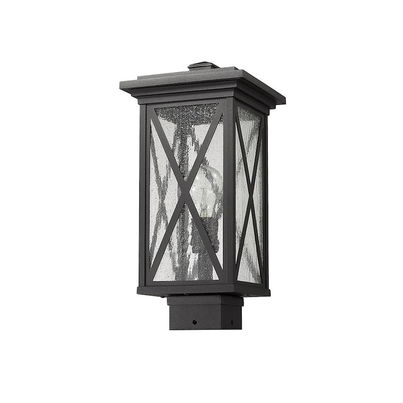 Z-Lite Brookside 1 Light 15" Outdoor Post Mount, Black/Seedy