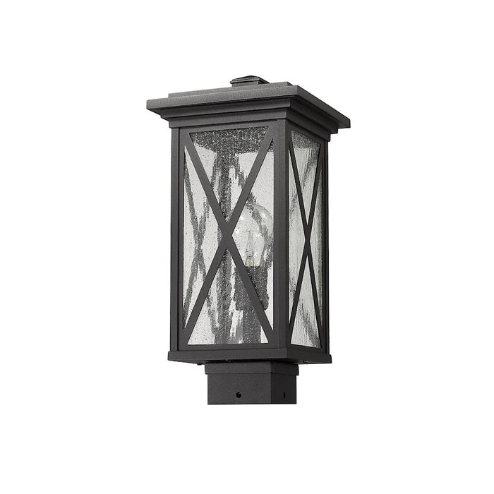 Z-Lite Brookside 1 Light 15" Outdoor Post Mount, Black/Seedy