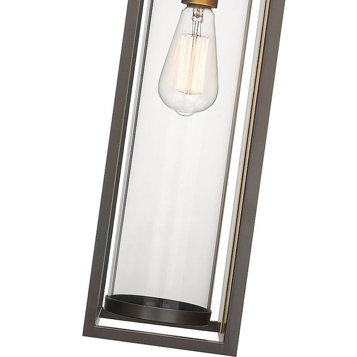 Z-Lite Dunbroch 1 Light 24" Outdoor Sconce, Bronze/Brass/Clear