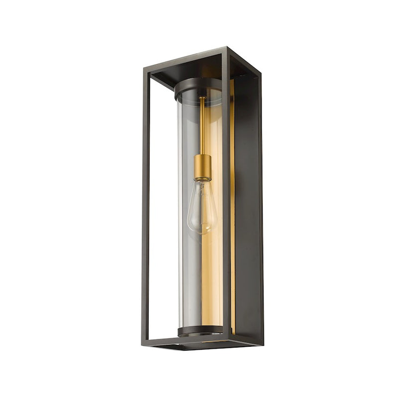 Z-Lite Dunbroch 1 Light 24" Outdoor Sconce, Bronze/Brass/Clear