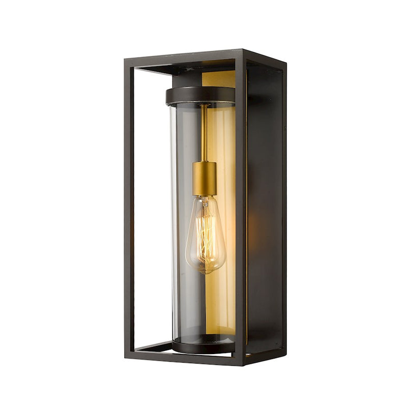 Z-Lite Dunbroch 1 Light 18" Outdoor Sconce, Bronze/Brass, Clear - 584M-DBZ-OBS