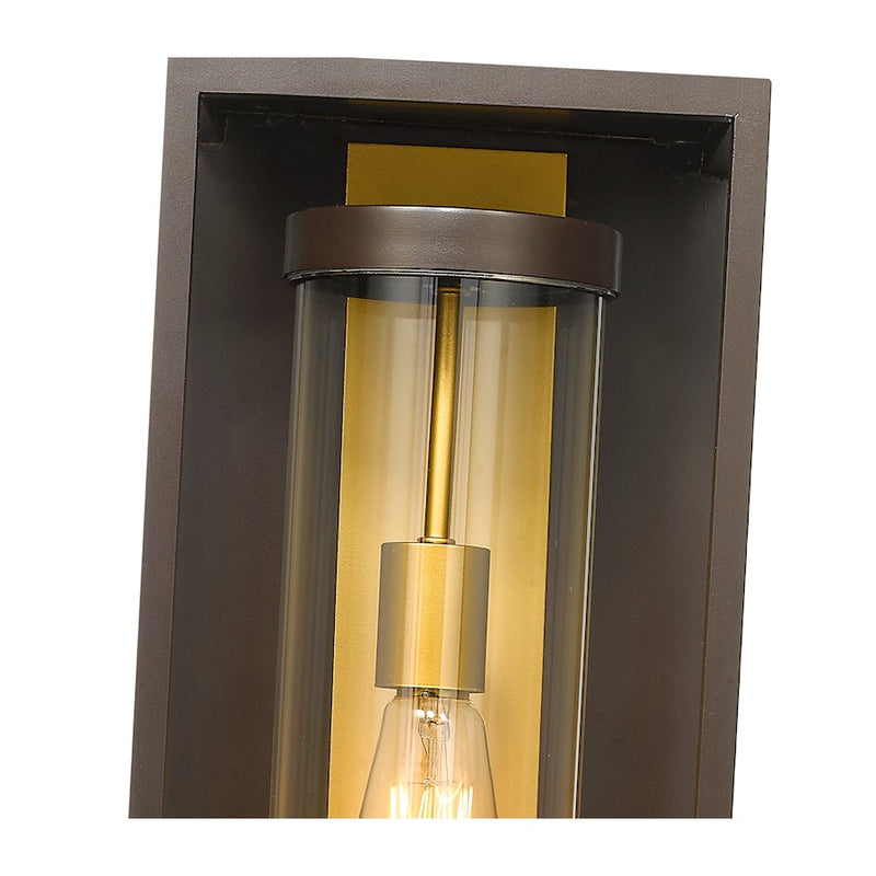 Z-Lite Dunbroch 1 Light 18" Outdoor Sconce, Bronze/Brass/Clear