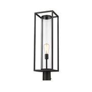 Z-Lite Dunbroch 1 Light 28" Outdoor Post Mount Fixture, Black/Clear - 584PHBR-BK