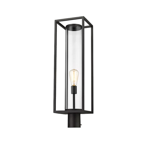Z-Lite Dunbroch 1 Light 28" Outdoor Post Mount Fixture, Black/Clear - 584PHBR-BK