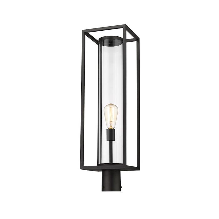 Z-Lite Dunbroch 1 Light 28" Outdoor Post Mount Fixture, Black/Clear - 584PHBR-BK