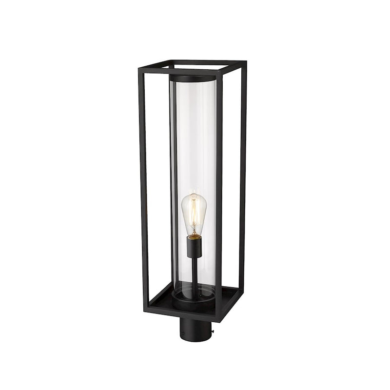 Z-Lite Dunbroch 1 Light 28" Outdoor Post Mount Fixture, Black/Clear