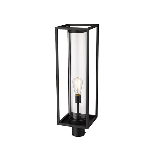 Z-Lite Dunbroch 1 Light 28" Outdoor Post Mount Fixture, Black/Clear