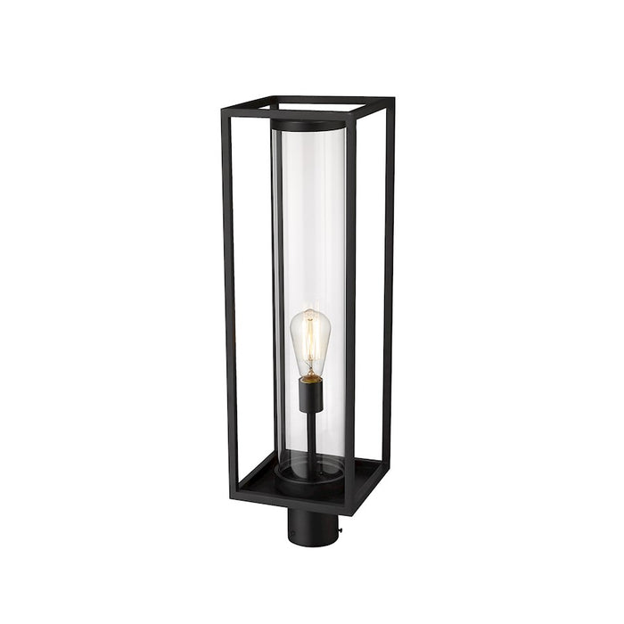 Z-Lite Dunbroch 1 Light 28" Outdoor Post Mount Fixture, Black/Clear